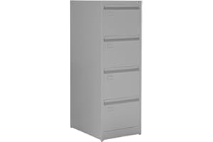 OFITURIA ® Archivador Metálico Tipo Bisley Organizativo De Oficina Gris RAL9006 con 4 Cajones para Carpetas DIN A4 Y Folio, Documentos con Llave, 132 X 46 X 62