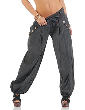 ZARMEXX Haremshose Pumphose mit Gürtel Pluderhose Uni-Farben Ballonhose Aladinhose Harem Hose Sommerhose Yoga...