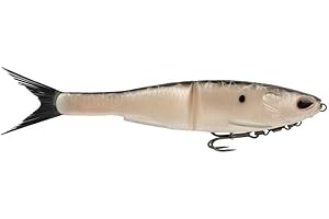 Berkley PowerBait® Nessie - Señuelo deslizante blando de 23 cm, con sabor irresistible, ideal para pesca de perca americana, equipado con anzuelo Fusion19, color champán/negro (Burnt Bone)