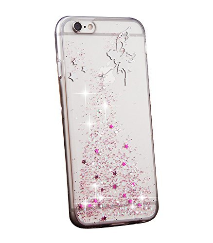 iPhone 7 Plus Hülle,iPhone 7 Plus Case Cover,Sunroyal iPhone 7 Plus Transparent Sparklers Hülle TPU Case Schutzhülle Silikon Crystal Case Durchsichtig,Rosa Glänzend Glitzer Kristall Luxus Bling Star Ultradünnen Kratzfeste TPU Bumper Mädchen Fee TPU Silikon Schutz Handy Hülle Case Tasche Etui Bumper für Apple iPhone 7 Plus (5.5 Zoll)-Pink - 3