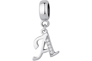 YIRONG JEWELRY 925 Sterling Silver Letter Charm - Alphabet & Initial Charms, Anniversary & Words Charm - Fits for Pandora Bracelet