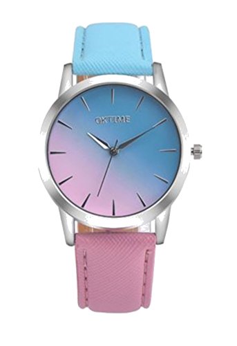 Women's Quartz Watch Two-Tone Blue and Pink.
