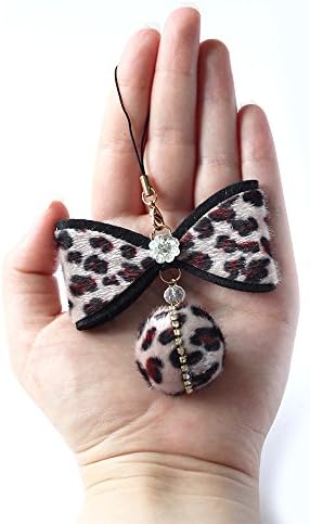 White-black Bow-knot with Ball Keyring Charm Dalmatian Pendant Purse Bag Key Ring Chain Gift, New