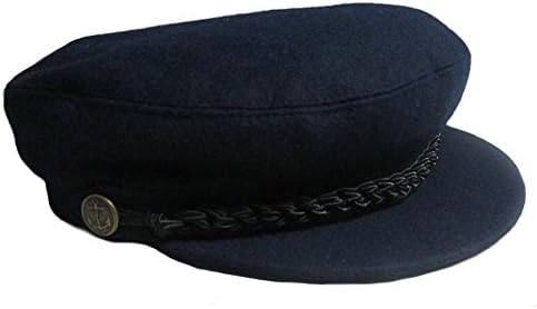 Barge Cap. Breton Wool Retro Beatles Style Navy & Black