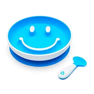 Munchkin Smile n Scoop Suction Training Plate and Spoon Set (Blue)