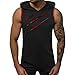 Produktbild JKLEUTRW Sleeveless Hoodie Herren, Casual Männer Passform Druck Elastische Weste Bluse Top Tanktop Modischem Volltonfarbe Yoga Tops Vests Persönlichkeit Training Muskelshirts