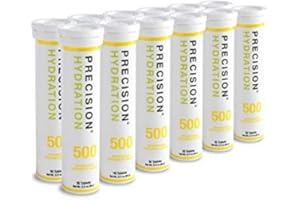 Precision Hydration Elektrolytgetränk - Mehrfachstärke Brauseelektrolyttabletten - Kalorienarm, Glutenfrei, Vegan/Vegetarisch - (500mg/l - Gelb Rohr), 12 Tuben mit 15 Tabletten