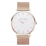 Comtervi Damen Herren Armbanduhr Analog Quarz mit Mesharmband Edelstahl Ultra-flach Slim-Uhr