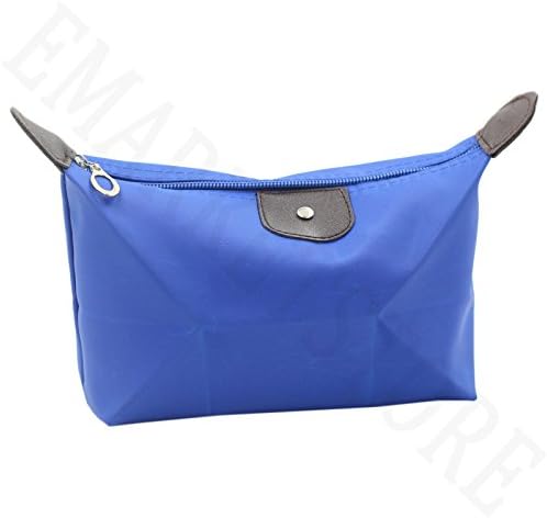 HMGTUK Waterproof Cosmetic Dumpling Shape Makeup Bag Pencil Pen Case Storage Pouch Purse Handbag (Navy Blue)