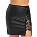 Produktbild Damen Elegant Kleid Mode MiniRock Hffan Frauen Klassisch Hohe Taille PU-Leder Bandage A-Linie Lederrock Ausdehnungs Wetlook Bodycon kurzen Röcke Reißverschluss Spitze Uniform Skirt (Sexy Schwarz, XL)