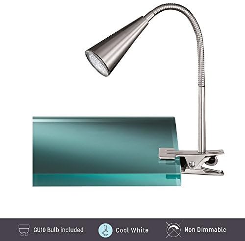 Mirrorstone Nickel Matt Finished LED Modern Adjustable Table Lamp Clamp for Kid's Bedroom, Office, Study (With Cool White 6000K GU10 Bulb)