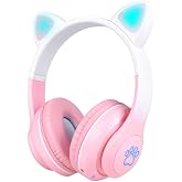 Zore STN-28 Pro Kedi Kulaklı Tasarımlı RGB Işıklı Bluetooth Kulaklık Pembe