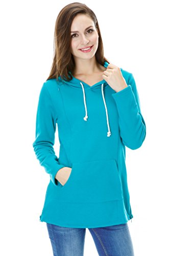 Bearsland Women's Winter Sporty Hoodie Breastfeeding Nursing Top Blue UK Size 10-12