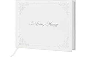 PRK 14 Funeral Book for Loved Ones Memorial in Loving Memory of Mother Father Grandparents Hardback Luxury Condolence Messages and Family Tree White