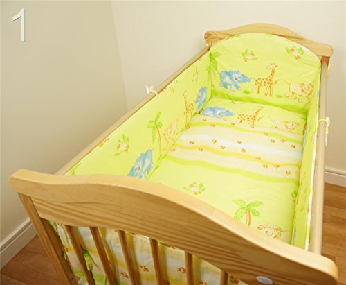 5 PIECE BABY NURSERY BEDDING SET (Cot Bed bumper 120 x 60 cm ; 360cm Long) - Safari / Jungle