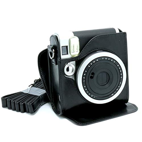 Gearmax® pour Fujifilm Instax Mini 90,(Noir) Cas avec Sacs bandoulière caméra Voyage Sac/Vintage PU Cuir