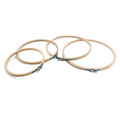 Pixnor 4ST Runde natürlichen Bambus Holz Nähen Sticken Cross Stitch Ring Hoop - 7