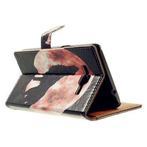 Samsung Galaxy Grand Prime G530 Hülle Handytasche, MUTOUREN 2 in 1 Zubehör für Samsung Galaxy Grand Prime G530 Slim PU Tasche Klapp Flip Folding Magnetisch PU Leder Flip Cover Tasche mit Kartensteckplatz Brieftasche Hinterschale Kartenschlitz + Metall Stift Stylus – Wolf - 4