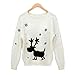 YQ25 2015 Autumn And Winter Fashion Women Wool sweater Cartoon Elk Bottoming sweate (S, WHITE)