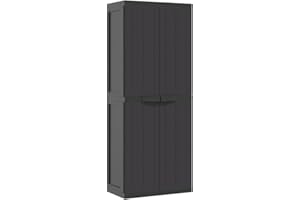 vidaXL Outdoor Storage Cabinet in Black - Durable Polypropylene Garden Cupboard with Adjustable Shelf and Lockable Door for Patio/Balcony