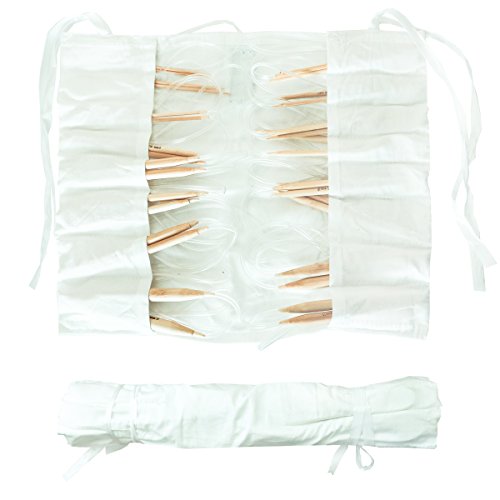 16-tlg. Set aus runden Bambus-Stricknadeln von Curtzy – 8 Paar 100 cm Holznadeln – Größen 2mm-12mm im Baumwoll-Etui – Ideal für Anfänger und Profis - 2