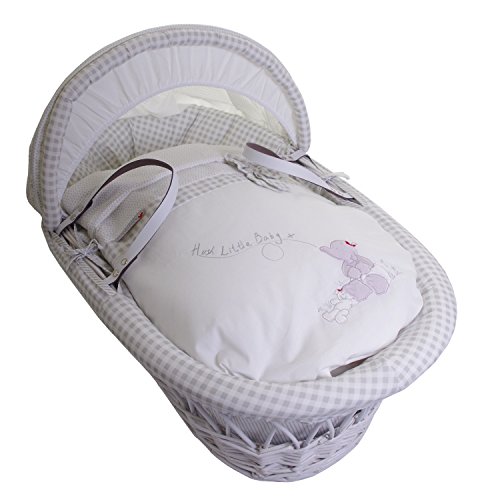 Izziwotnot Humphrey's Corner Sketchbook Baby Girl Wicker Moses Basket (White)