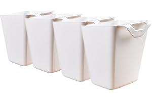 Rikyo Paquete de 4 soportes para colgar tazas,accesorios para carrito de ruedas10,9 x 10,9 cm,contenedores para colgar cubos,soporte para lápices de maquillaje, contenedor de cocina colgante (blanco)