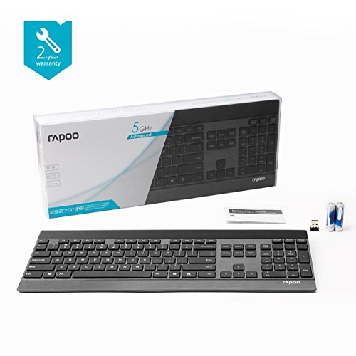 Rapoo E9270P Wireless Ultra-Slim Touch Tastatur (5 GHz, Multimedia-Schnelltasten, deutsches Layout) schwarz - 5
