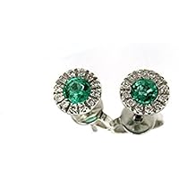 Weiße Gold Ohrringe mit Smaragden und Diamanten