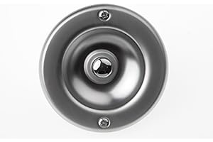 HUBER Unterputz Klingeltaster 1-fach aus Messing rund - Türklingelknopf - Haustürklingel Unterputz aus Messing - Klingelschalter, Klingel, chrom matt