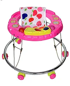 Foldable Musical Activity Baby Walker Kids Walker for 6 to 24 Months Kids (Pink)