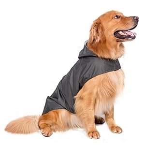 BPS® Chubasqueros Impermeables para Mascotas Perros, Impermeables con Capucha para Perro Mediano y Grande 3 Colores para Elegir con Material 100% Poliéster (Azul Oscuro, 50cm) BPS-9316AO