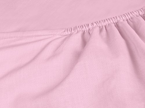 Gewebtes Eck-Spannbettlaken in 11 frischen Pastell-Farben und in 4 verschiedenen Größen erhältlich, 100% Baumwolle, 180 x 200 cm, rosa - 6