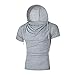 Produktbild Nyuiuo Herren Kapuzenpullover Sommer Herren einfarbig kurzärmelige Spitze Hoodie Mode schlanke Outdoor-Sport-Pullover Stilvolle Persönlichkeit Tops Tees Kurzarm Mann mit Kapuze T-Shirt