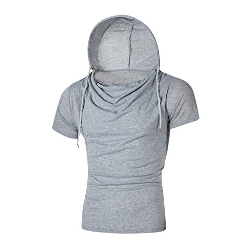Preisvergleich Produktbild Nyuiuo Herren Kapuzenpullover Sommer Herren einfarbig kurzärmelige Spitze Hoodie Mode schlanke Outdoor-Sport-Pullover Stilvolle Persönlichkeit Tops Tees Kurzarm Mann mit Kapuze T-Shirt