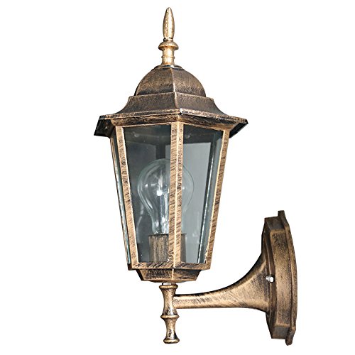 Preisvergleich Produktbild Vinteen American Nordeuropa Outdoor Wasserdichte Wandleuchte Kreativität Villa Außenleuchten Terrasse Landschaft Leuchte Continental Antikglas Lampe Laterne Vintage Golden Hexagon Pavillon Wandleuchte Wandleuchte