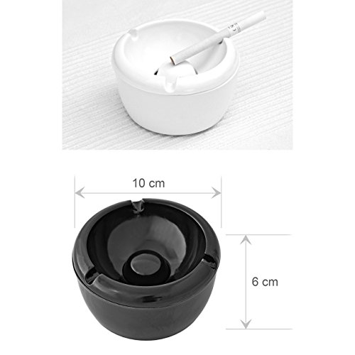 Aschenbecher aus Kunststoff - schwarz weiß Durchmesser 10,0 cm 2 Stück