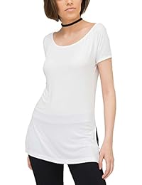 trueprodigy Casual Mujer marca Camiseta Manga Larga basico ropa retro vintage rock vestir moda cuello redondo manga larga slim fit designer cool urban fashion top shirt color blanco 1073549-2000
