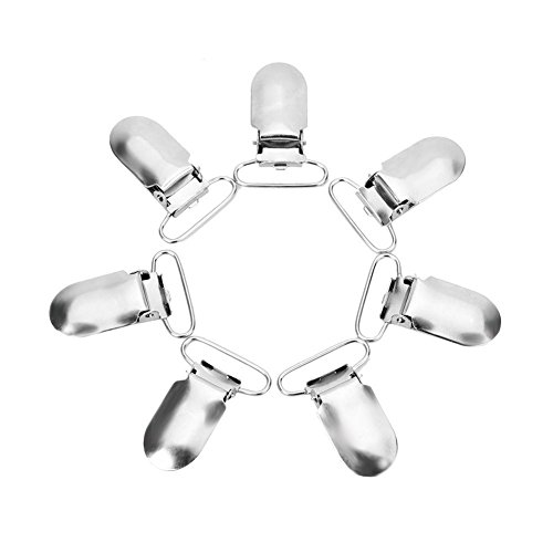 Tenn Well Schnuller Hosenträger Clips, 30 Stück 2,5 cm Schnullerclip Metall für Lätzchen (Silbern)