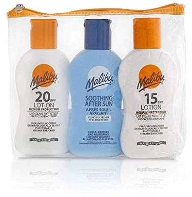 Malibu Set de voyage 1 crème solaire SPF15 100 ml 1 crème solaire SPF20 100 ml 1 après soleil 100 ml