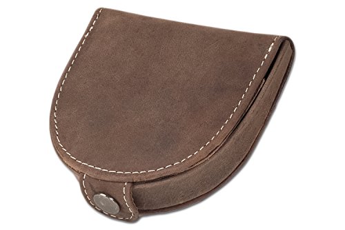 Woodland - Piccola Schüttelbörse fatta di naturale, pelle di bufalo morbida marrone scuro/Taupe