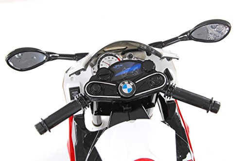 BMW S 1000 RR Original Lizensiert Motorrad für Kinder, EVA räder, Metallrahmen, Zündschlüssel, 2x Motor, 12 V Batterie, abnehmbare Hilfsräder
