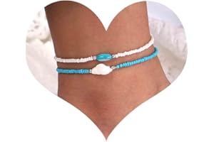 Inateannal Cavigliera Di Perline Boho Fatta A Mano Conchiglie Perline Braccialetto Caviglia Regolabile Elastico Caviglia Catene 2pcs Piedi Gioielli Per Donne E Ragazze
