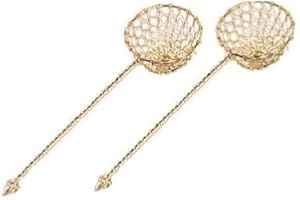 JADE TEMPLE 2er Pack Fondue-Sieb, Ø 6cm, L 22cm, goldfarben, Sieblöffel für Feuertopf, Mongolentopf