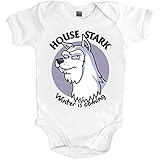 100% algodón Body bebé Juego de Tronos Stark Winter is coming - Blanco, 6-12 meses