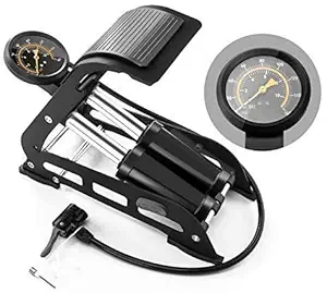 AZOD Dual-Cylinder Foot Pump Portable Foot Air Pump with 160PSI Accurate Pressure Gauge & Smart Valve for Bicycle, Motorcycle, Car Pumping, Ball, Scooter, Toys Balls Inflatable
