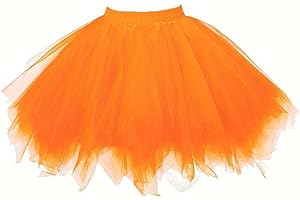 Boolavard 80s Tutu Skirt Adult Layered Tulle Petticoat Halloween Tutu Skirt