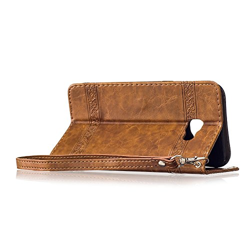 PU für Samsung Galaxy A5 (2017) Hülle Lederhülle Flip Wallet Cover PU + TPU Tasche PU Schutz Etui Schale Schutzhülle Für (Samsung Galaxy A5 (2017) mit Magnetverschluss Magnetic Flip Bookstyle Multi-Function Protektiv Kunstleder (+Staubstecker) - 3