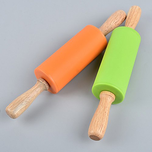 + ING Antihaftbeschichtetes Silikon Nudelholz Küche Gebäck Teig Mehl Brot Kochen Bakeware Werkzeug Orange/Rot - 2
