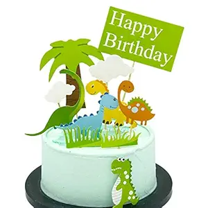 Party Propz Dinosaur Theme Happy Birthday Cake Toppers Set 11Pcs for Boys,Kids Parties/1st, First Bday Decorations/Girls, Toddlers, Babies Birth Day Cake Decor Items